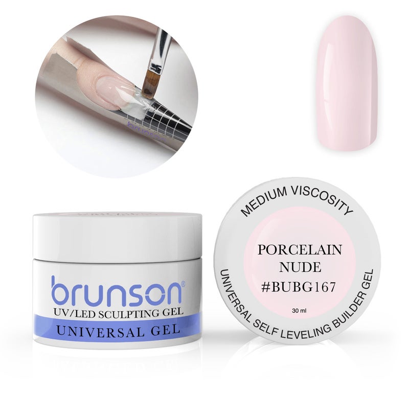 Brunson Builder Gel in Jar 30ml Professional Sculpting Builder Gel for Nail Extensions Overlays and 3D Nail Art UV LED Self Leveling Gel for Long Lasting High Gloss Nails