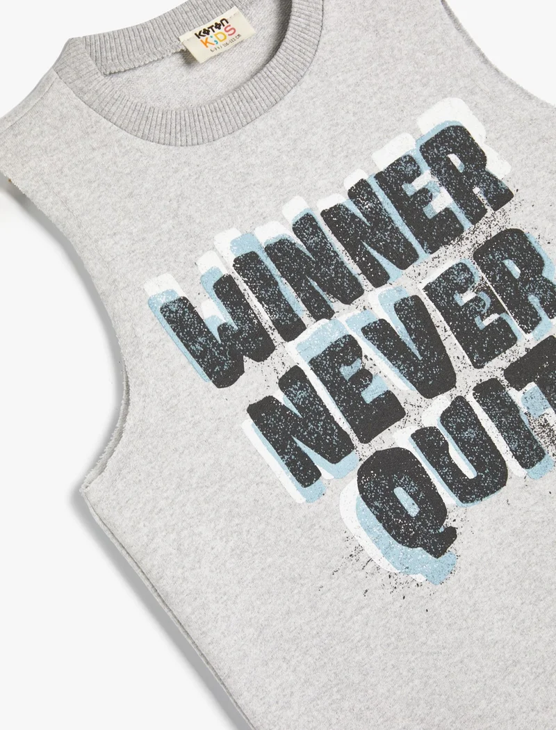 كوتون Undershirt Slogan Printed Crew Neck