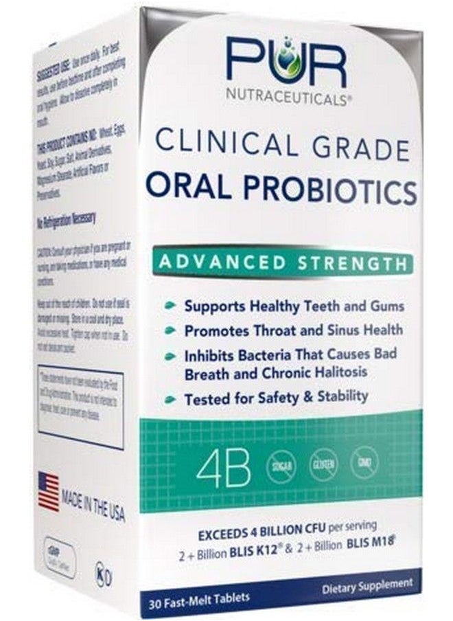 PUR Nutraceuticals - Clinical Grade Oral Probiotics * 4 Billion Cfus Of Blis K12® & Blis M18® * Sugar Free * Natural Peppermint Flavoring * 100% Made In The Usa * Eliminates Bad Breath/Halitosis - Image 1