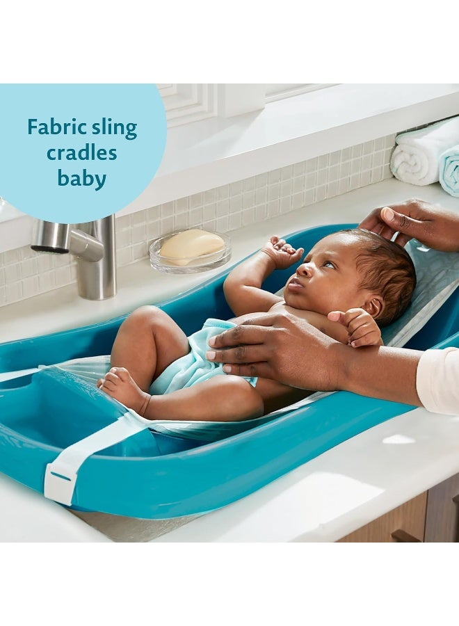 The First Years Newborn to Toddler Baby Bath Tub - Convertible 3-in-1 Baby Tub with Removable Sling - Ages 0 to 24 Months - Sure Comfort - Teal - Image 3