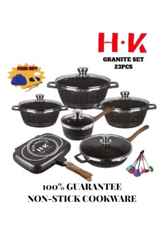 HK HK 23pcs Cookware Sets Stone Ceramic Cooking Pots With Semi-glass Lid  - Image 2