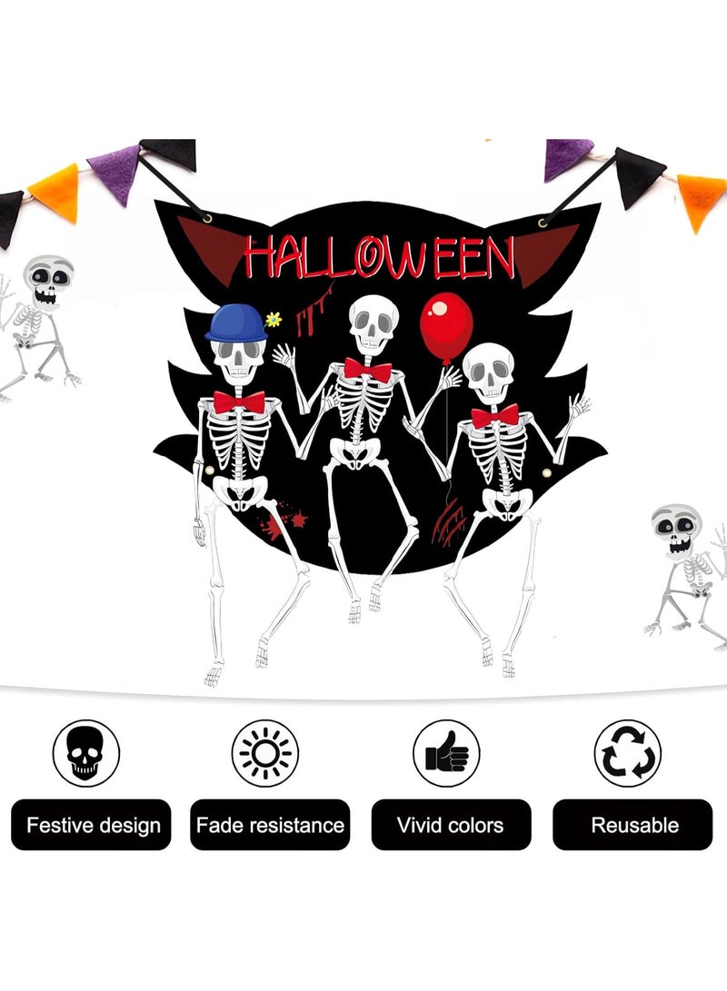 HI-FINE Skeleton Trunk or Treat Decorations for SUV Banner, Halloween Trunk or Treat Car Decorations Kit Outdoor Garage Door Decorations, Reusable Car Backdrop Halloween Party Supplies (B - Skeleton) - Image 4