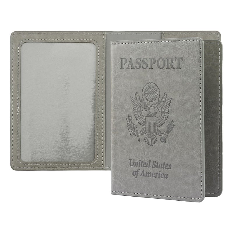 QEYMN Passport Holder, Passport Holders Cover Case, 1 Pack Passport and Vaccine Card Holder Combo, Travel Passport Wallet for Women, Travel Documents Organizer Protector Travel Essentials, Dark Grey - Image 1