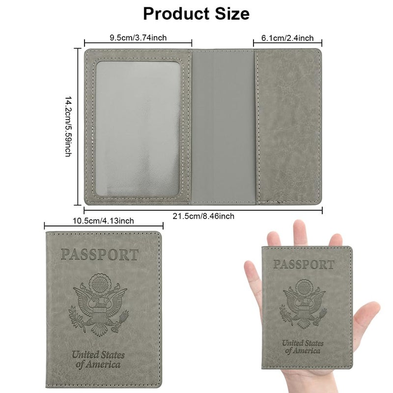 QEYMN Passport Holder, Passport Holders Cover Case, 1 Pack Passport and Vaccine Card Holder Combo, Travel Passport Wallet for Women, Travel Documents Organizer Protector Travel Essentials, Dark Grey - Image 2