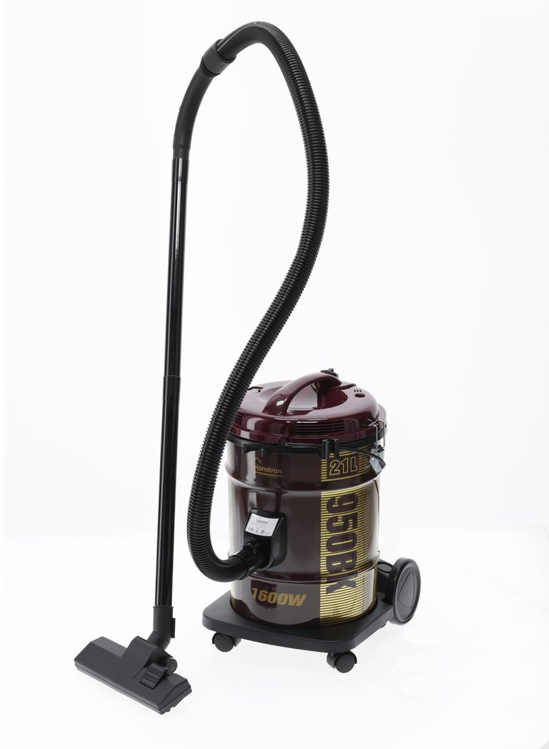 Homitron Vacuum Cleaner, 21L Dust Capacity, Metal Body, Low Noise, Telescopic Tube, Dust Full Indicator, Convenient Handle, 1600W HDV-21L - Image 1