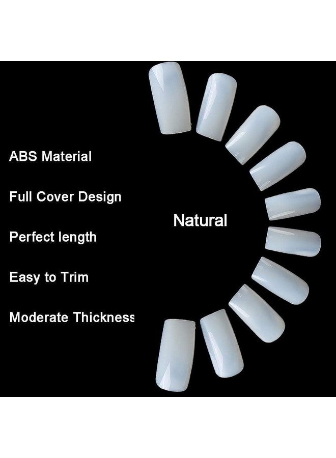 Brille Bee Square False Nails Tips, Full Cover French Artificial Fingernails, 500 Pieces, 10 Sizes with Storage Box - Image 3