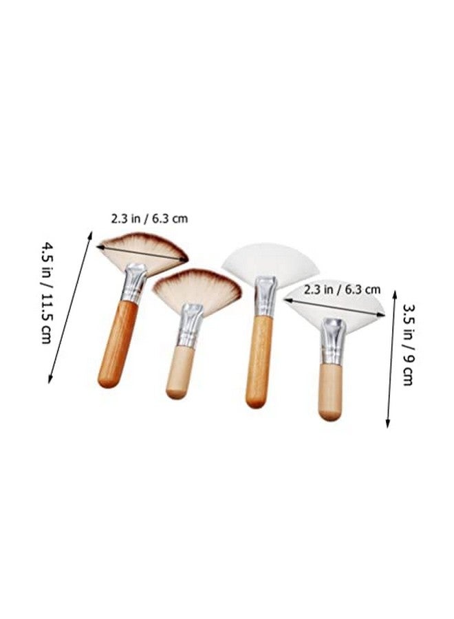 TEONEI Facial Fan Brush,Face Makeup Brush,Highlighting Make Up Brush Cosmetic Tools,4PCS - Image 2