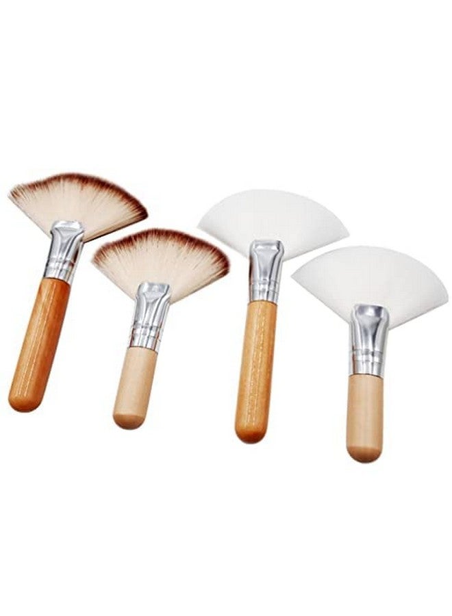 TEONEI Facial Fan Brush,Face Makeup Brush,Highlighting Make Up Brush Cosmetic Tools,4PCS - Image 1