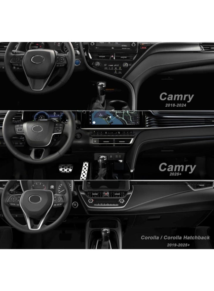 KISSUN for Toyota Camry 2025 2024 2023 2022 2021 2020 2019 2018 for Corolla Avalon 2024 2023-2019 Accessories Sporty Auto Car Gear Shift Knob Cover Trim Protector Cap -Carbon Fiber Style | For Camry 2018-2026, Corolla 2019-2026, Corolla Cross 2022-2026, Avalon 2019-2022, Gear Shift Knob Protector Cap - Image 2