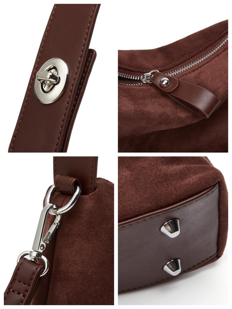 Tellrain Women Suede Tote Bag Vintage Velvet Crossbody Bag 2025 Shoulder Bag Fall Winter Handbag Pillow Purse - Image 5