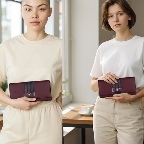 ALSU Women's Premium PU Leather Wallet Hand Purse Maroon | Multi-Compartment Clutch Purse with 6 Card Slots, Coin Pocket & Zipper Closure (irf-001mar) - Image 2
