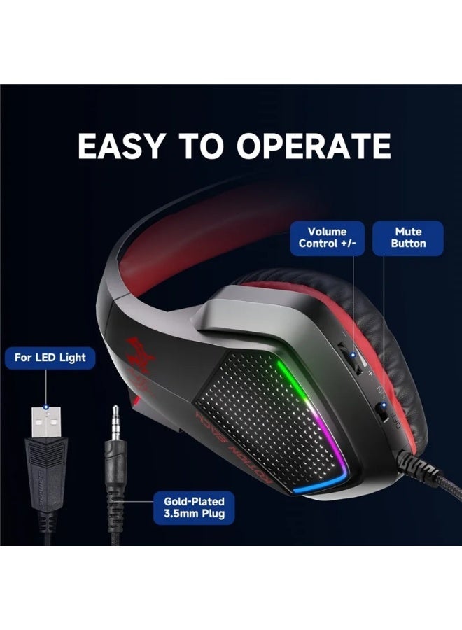 سماعة رأس للألعاب KOTION EACH G5000 مع ميكروفون، صوت محيطي 7.1، إضاءة LED RGB - Image 4