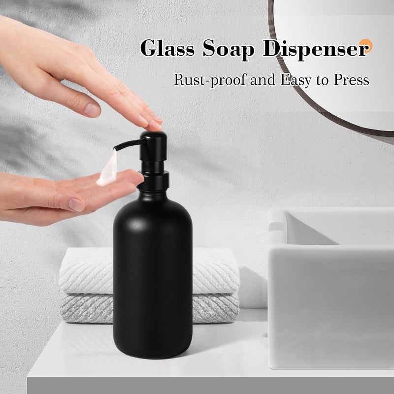 Kasunting Black Bathroom Accessories Set, 7 Pcs Matte Black Bathroom Accessory Set with Trash Can, Soap Dispenser, Toothbrush Holder, Soap Dish, Vanity Tray, Qtip Holder, Modern Bathroom Sets Complete Decor - Image 5