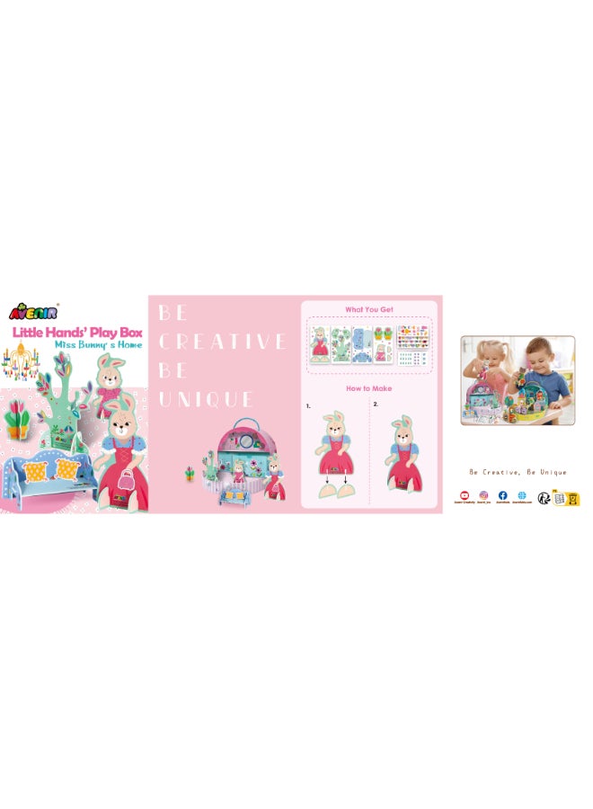 Avenir Little Hands' Play Box - Miss Bunny's Home Multicolour | 3D puzzle and laces to create an awesome bunny town | Ideal ages 3+ - Image 4