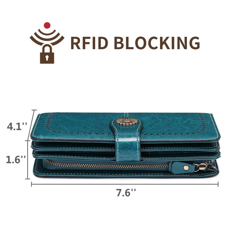 SENDEFN Wallets for Women Leather Credit Card Holder with RFID Blocking Large Capacity Wristlet - Image 4