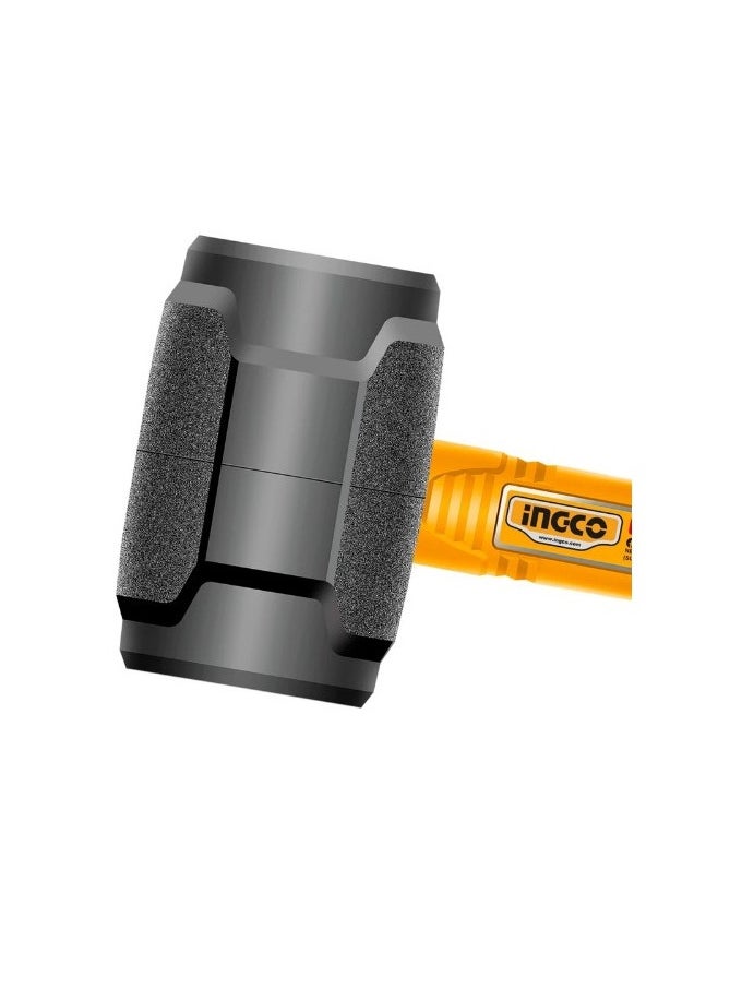 INGCO Black Rubber Mallet 8OZ Heavy Duty, Carbon steel, Strong three-color Fiberglass handle for comfortable gripe, Model : HRUH8808  - Image 2