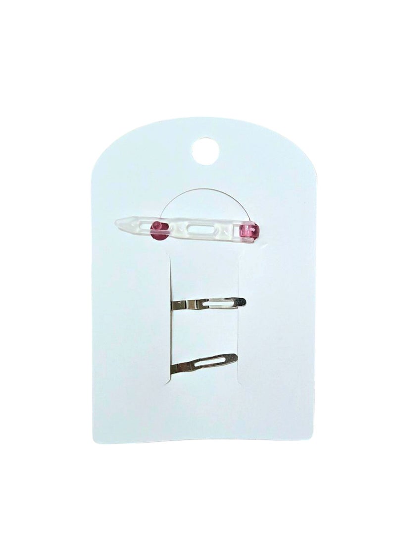 Hair Accessories Set of 3 Hair Clips for Girls – Includes Bow & Princess Bunny Designs (Pink) - Image 2