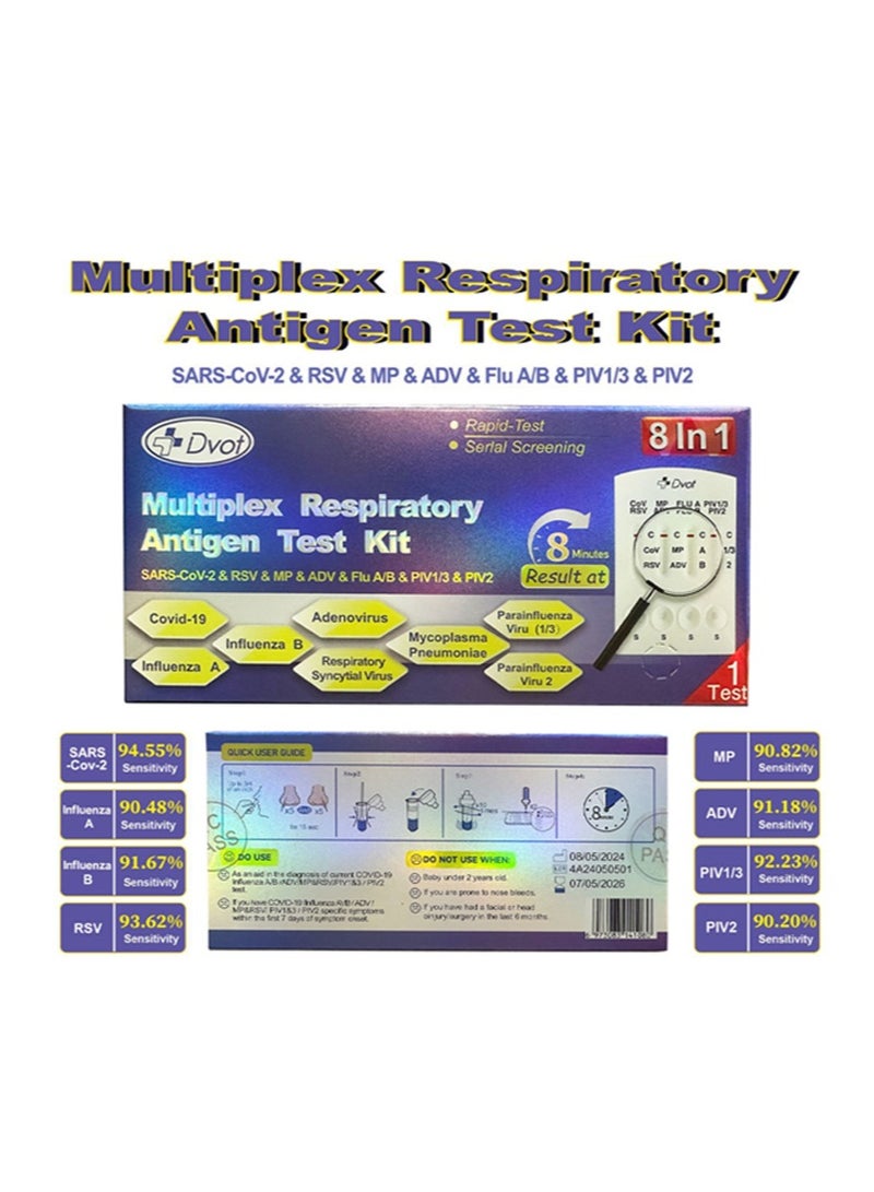 Dvot Multiplex Respiratory Antigen Test Kit，Rapid Test Serlal Screening，8 Minutes Result At，8 In 1 Antigen Test，Applicable To Influenza，Respiratory Syncytial，Etc  - Image 2