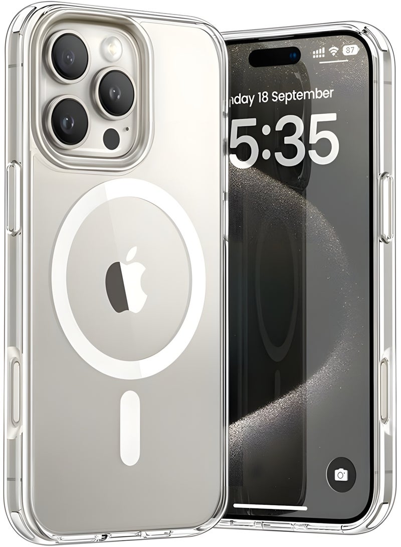 جراب لموبايل iPhone 13 Pro ماج سيف شفاف يدعم الشحن اللاسلكي المغناطيسي، حماية ضد الصدمات، مقاوم للخدش لموبايل ايفون 13 برو - شفاف - Image 1