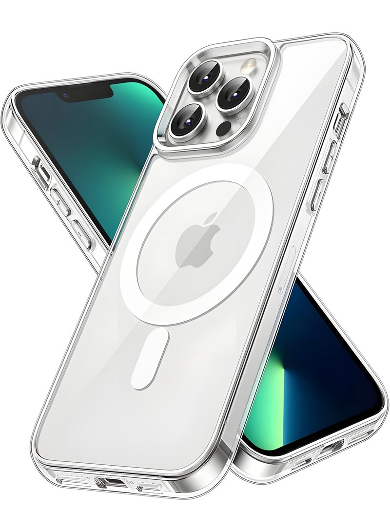 جراب لموبايل iPhone 13 Pro ماج سيف شفاف يدعم الشحن اللاسلكي المغناطيسي، حماية ضد الصدمات، مقاوم للخدش لموبايل ايفون 13 برو - شفاف - Image 2