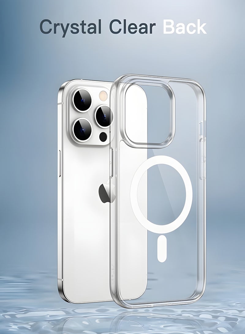 جراب لموبايل iPhone 13 Pro ماج سيف شفاف يدعم الشحن اللاسلكي المغناطيسي، حماية ضد الصدمات، مقاوم للخدش لموبايل ايفون 13 برو - شفاف - Image 3