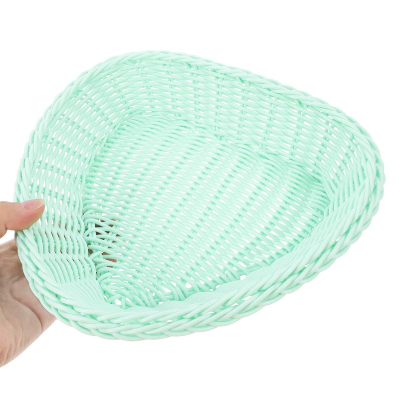 Green Woven Heart Shaped Basket For Kitchen Fruit Bread Serving And Pantry Organization - Image 5