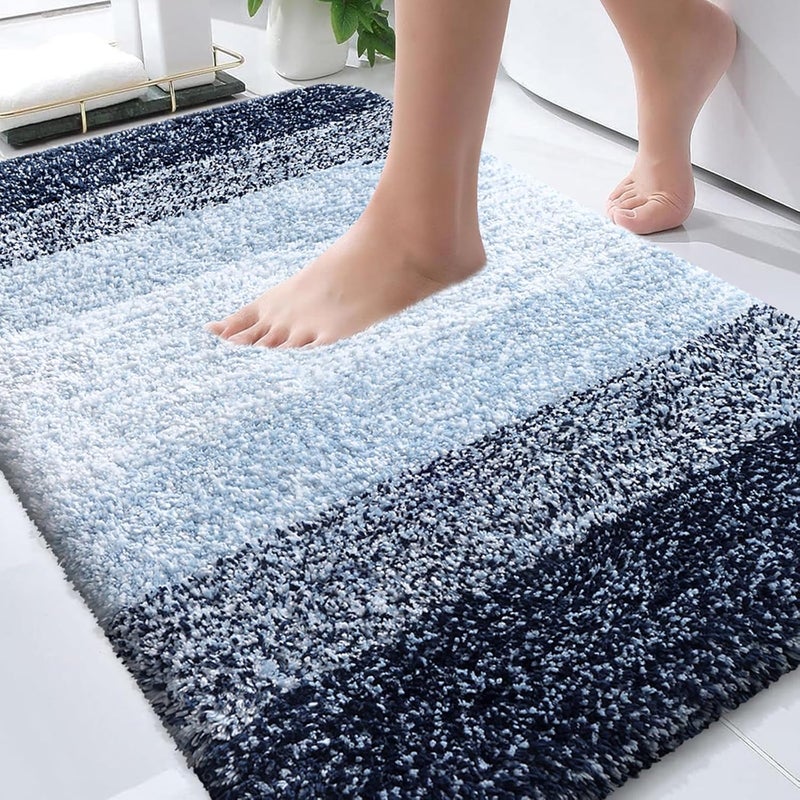 OLANLY Bathroom Rugs Mat 36x24, Extra Soft Absorbent Microfiber Bath Rugs, Rubber Backing, Quick Dry, Machine Washable Bath Mats for Bathroom Floor, Tub and Shower, Home Decor Accessories, Navy Blue - Image 1