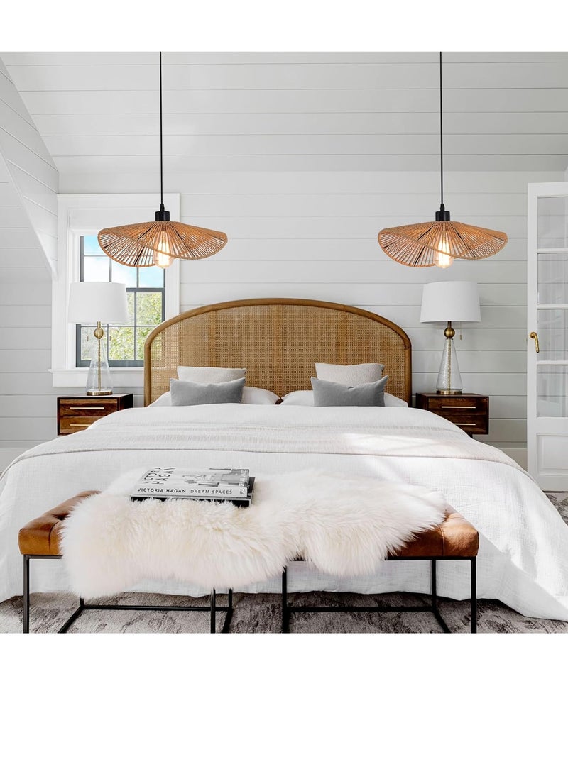 RATSAW Chandelier Boho Rattan Ceiling light Pendant Light Fixture Modern Hanging Light Bamboo Handwoven 1-Light Hanging Lamp for Farmhouse Bedroom Living Room Dining Room 41cm - Image 4