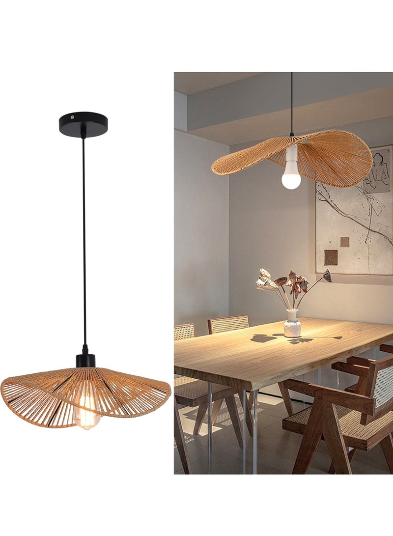 RATSAW Chandelier Boho Rattan Ceiling light Pendant Light Fixture Modern Hanging Light Bamboo Handwoven 1-Light Hanging Lamp for Farmhouse Bedroom Living Room Dining Room 41cm - Image 1