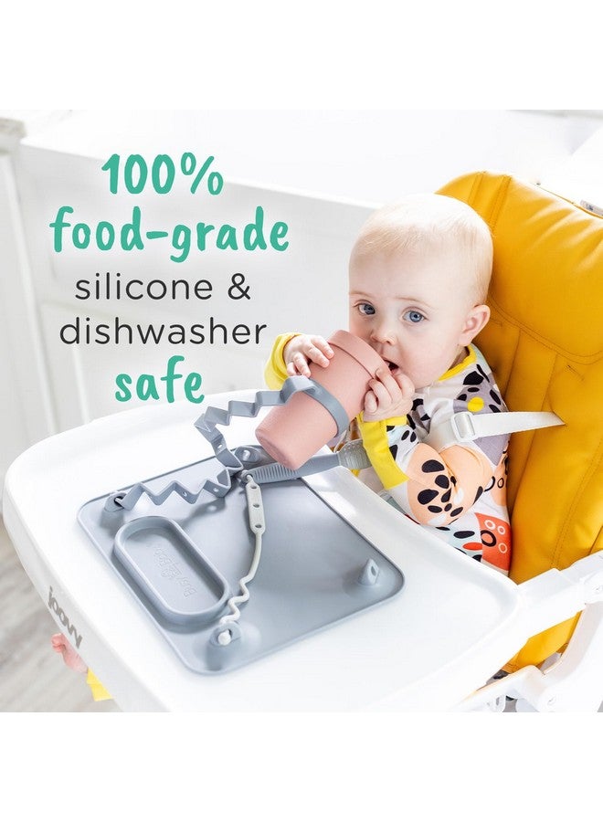 Busy Baby Silicone Mat Suction Cups 4 Straps To Secure Baby Essentials Self Feeding Baby Led Weaning Travel Sleeve Included (Pink)  - Image 4