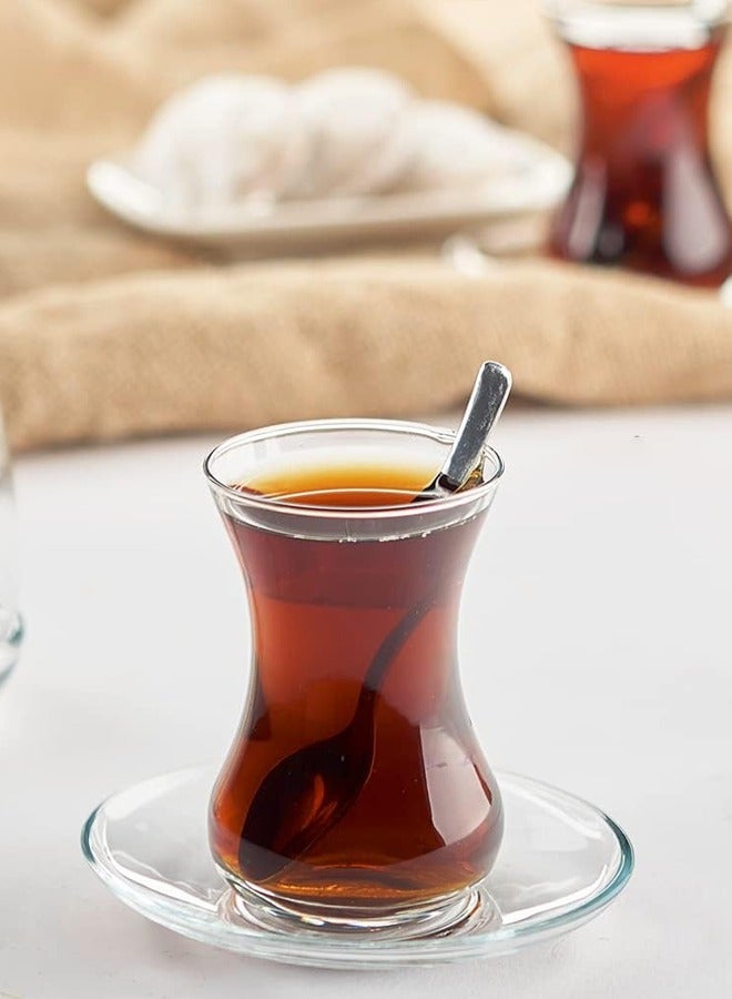Green Apple A set of glass tea cups with a distinctive and modern design, consisting of  cups and coffee cups, ideal for serving on special occasions.  - Image 3