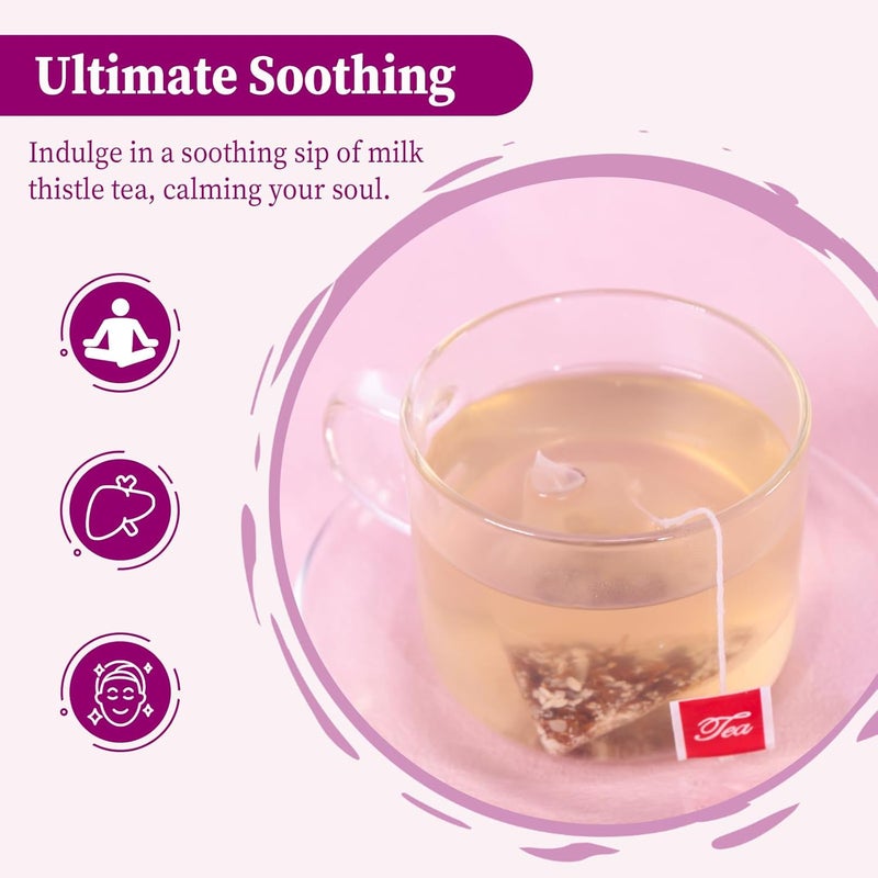 FullChea أكياس شاي حليب الشوك 100% طبيعي من فول تشيا - 40 قطعة، شاي أعشاب خالي من الكافيين - Image 4