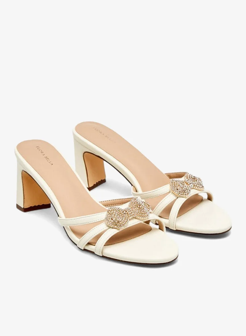 Flora Bella By Shoexpress Flora Bella Bow Embellished Slip-On Sandals With Block Heel
