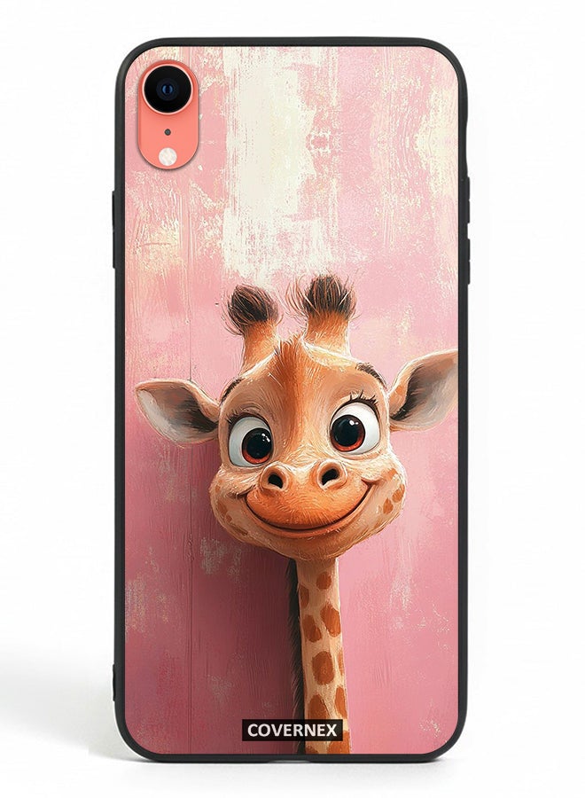 Covernex Apple iPhone XR Protective Case Cover Printed Featuring Sweet Giraffe Close Up Art - Image 2