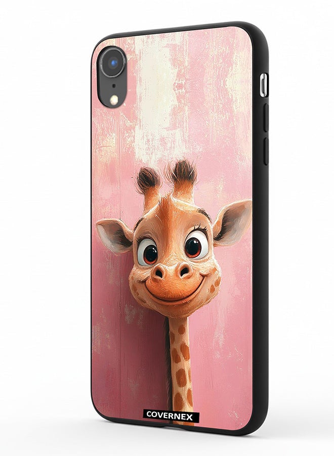 Covernex Apple iPhone XR Protective Case Cover Printed Featuring Sweet Giraffe Close Up Art - Image 1