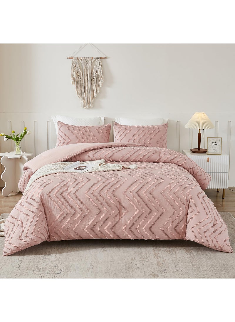 Litanika Litanika Blush Pink Queen Size Comforter Sets  3 Pieces Lightweight Chevron Tufted Bedding Comforter Set  Fluffy Down Alternative Comforter Bed Set Gift Choice (90x90In Comforter and 2 Pillowcases)  - Image 4