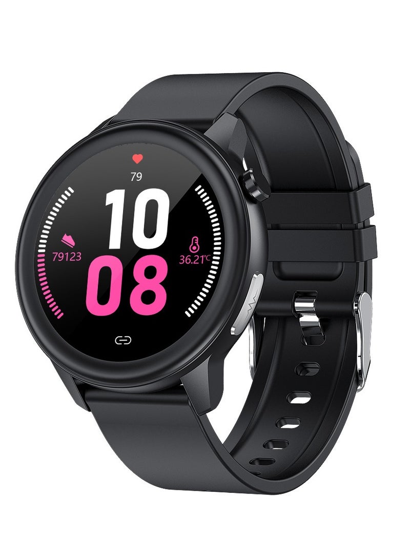 AROAQ ساعة ذكية E80، ساعة تتبع اللياقة البدنية بالذكاء الاصطناعي، ساعة مراقبة صحية متينة بشاشة تعمل باللمس مع تخطيط كهربية القلب ودرجة حرارة الجسم وضغط الدم والأكسجين ومعدل ضربات القلب (فينيل) - Image 1