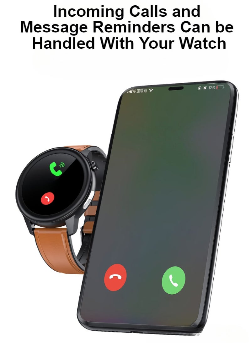 AROAQ ساعة ذكية E80، ساعة تتبع اللياقة البدنية بالذكاء الاصطناعي، ساعة مراقبة صحية متينة بشاشة تعمل باللمس مع تخطيط كهربية القلب ودرجة حرارة الجسم وضغط الدم والأكسجين ومعدل ضربات القلب (فينيل) - Image 3