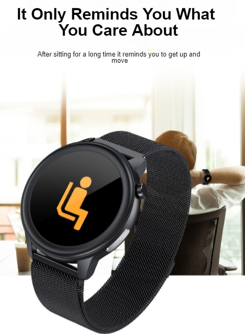 AROAQ ساعة ذكية E80، ساعة تتبع اللياقة البدنية بالذكاء الاصطناعي، ساعة مراقبة صحية متينة بشاشة تعمل باللمس مع تخطيط كهربية القلب ودرجة حرارة الجسم وضغط الدم والأكسجين ومعدل ضربات القلب (فينيل) - Image 2