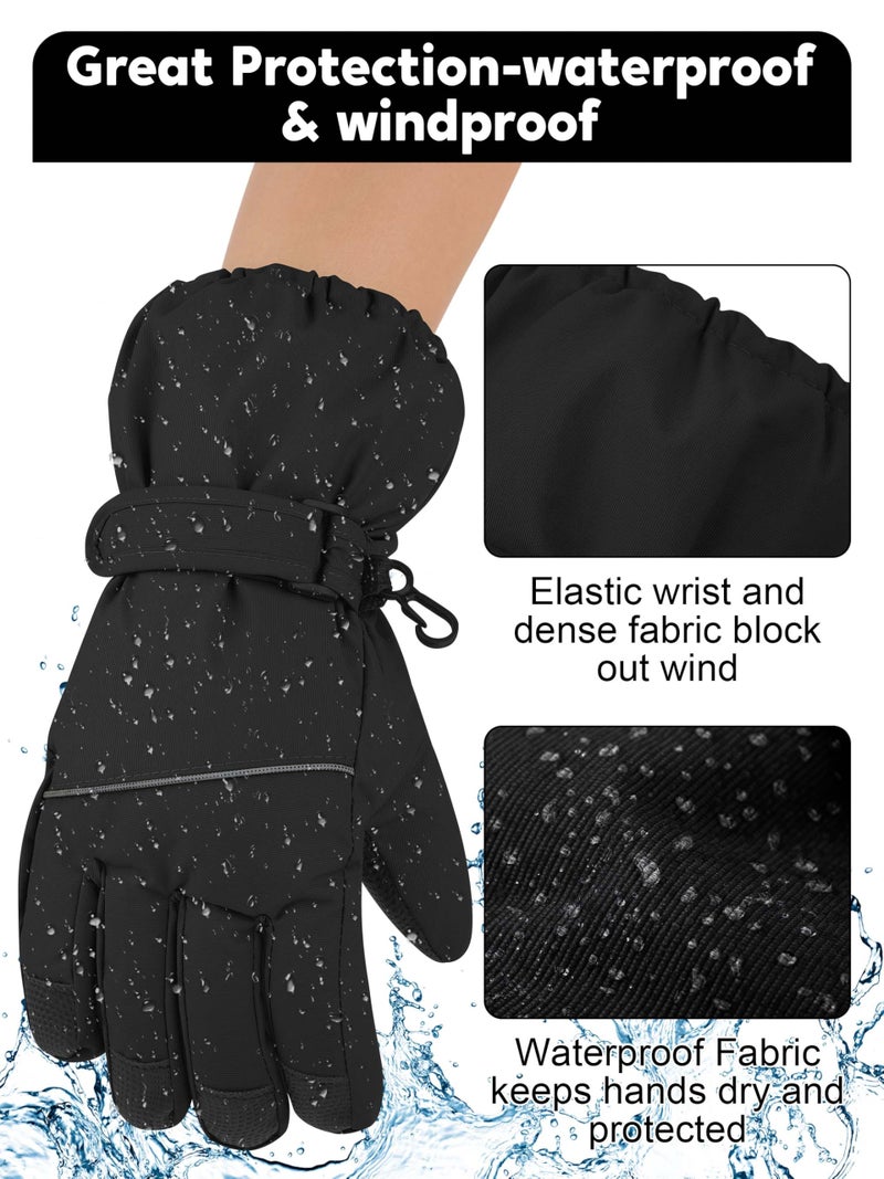 Cooraby 2 Pairs Kids Snow Ski Gloves Winter Waterproof Warm Gloves for Boys Girls Cold Weather Outdoor - Image 4