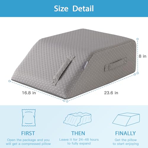 MEGCXIT Leg Pillow Elevation Blood Circulation, Leg Wedge for Elevation for Swelling, Leg Elevating Pillow for After Surgery, Memory Foam Foot Knee Pillow for Back Sleeping 23.6×16.8×8 Inch Grey - Image 2
