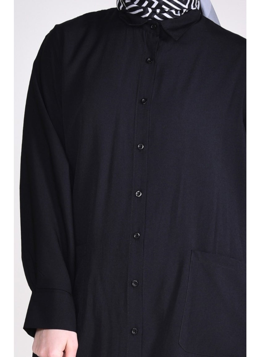 Sefa Merve Pocket Viscose Tunic 6480-06 Black  - Image 4