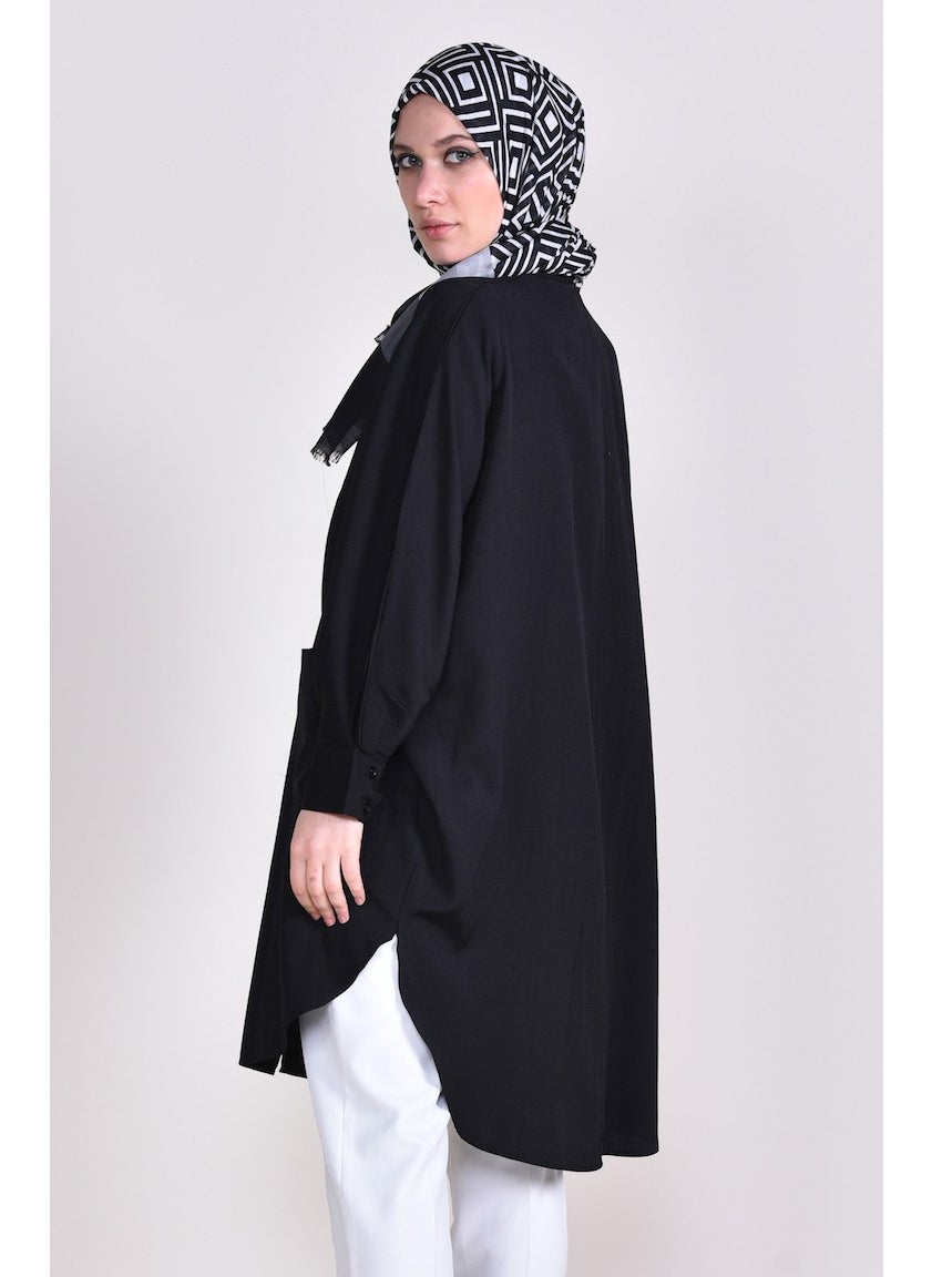 Sefa Merve Pocket Viscose Tunic 6480-06 Black  - Image 3