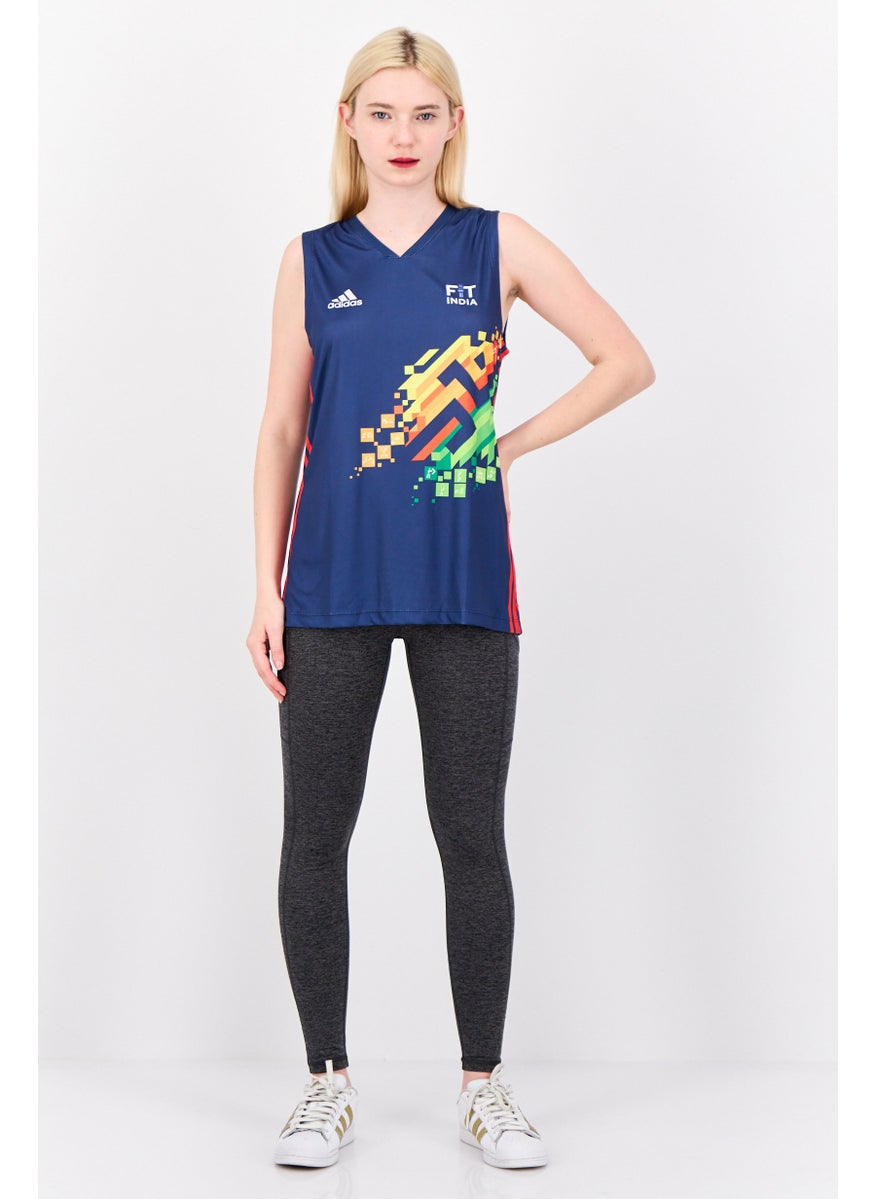 Adidas Women Sportswear Fit Sleeveless Outdoor Jersey, Navy  - Image 4