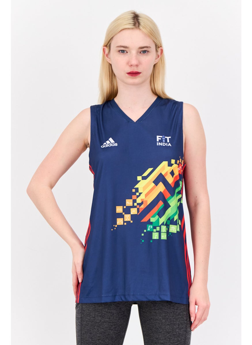 Adidas Women Sportswear Fit Sleeveless Outdoor Jersey, Navy  - Image 1