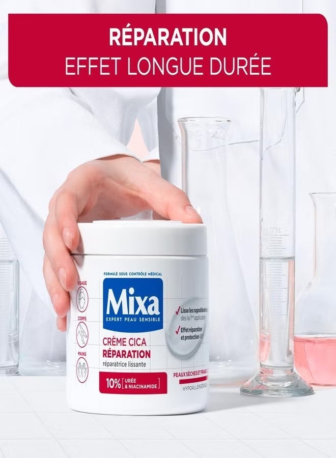 مكسا كريم "ميكسا سيكا" (Mixa Cica) المرمم والمجدد للبشرة باليوريا والنياسيناميد؛ مخصص للبشرة الجافة والخشنة وغير المتجانسة، يعمل على ترميم البشرة وتنعيمها، ويُستخدم كمرطب للجسم واليدين والوجه (سعة 400 مل). - Image 2