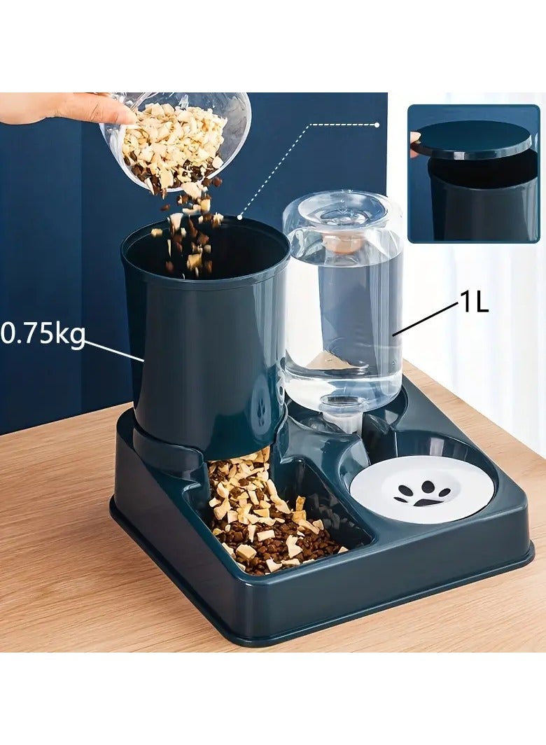 Pet food and drink dispenser for cats and dogs, portable food and drink service for cats and dogs-Dark blue - Image 2