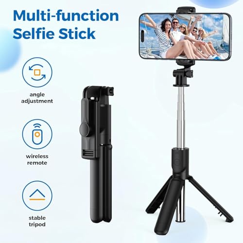 AMBLIC Upgrade 3-in-1 Selfie Stick Portable Tripod with Wireless Remote Multifunctional Lightweight Selfie Stick for Vlogging, Photoshoot,YouTube Videos for All Smartphones - Image 5