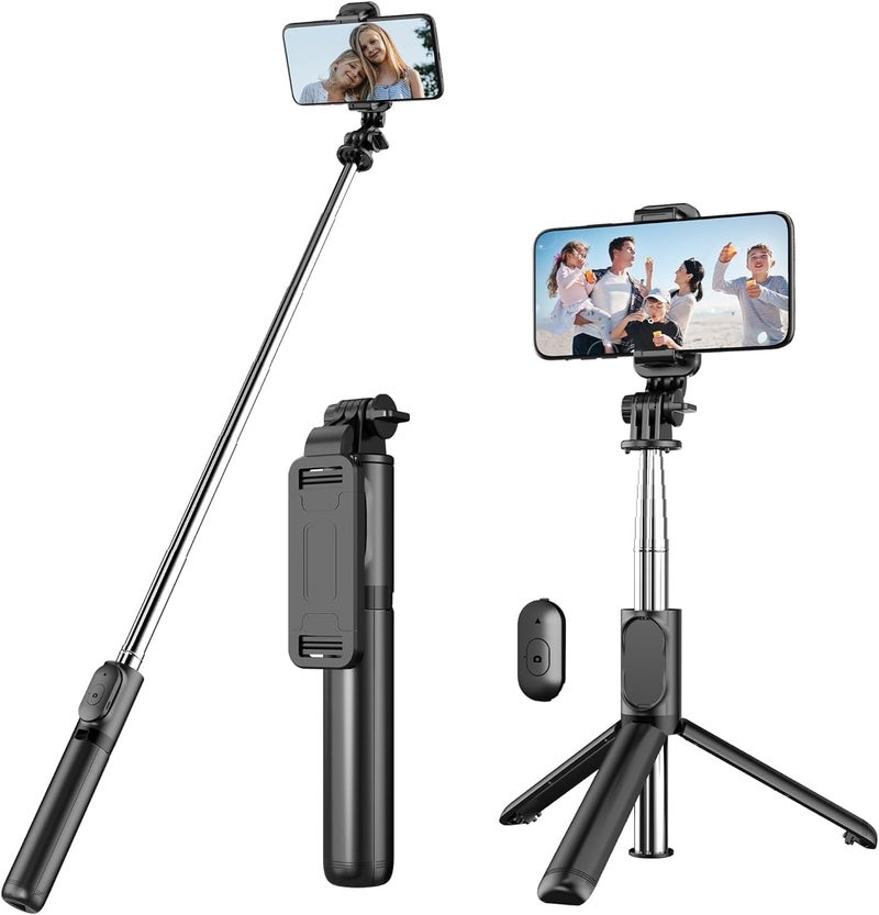 AMBLIC Upgrade 3-in-1 Selfie Stick Portable Tripod with Wireless Remote Multifunctional Lightweight Selfie Stick for Vlogging, Photoshoot,YouTube Videos for All Smartphones - Image 1