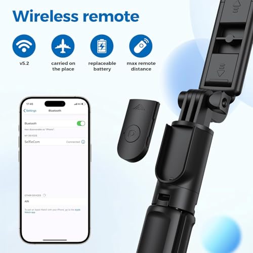 AMBLIC Upgrade 3-in-1 Selfie Stick Portable Tripod with Wireless Remote Multifunctional Lightweight Selfie Stick for Vlogging, Photoshoot,YouTube Videos for All Smartphones - Image 2